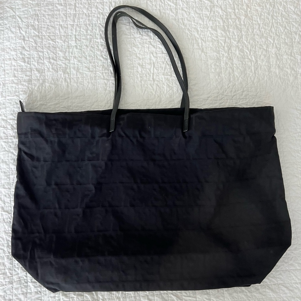 Authentic vintage Fendi Zucca tote. Black fabric. Vintage. Includes dust bag.